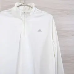 【アディダス】レディース　クォータージップ　プルオーバー　長袖Tシャツ　ホワイト