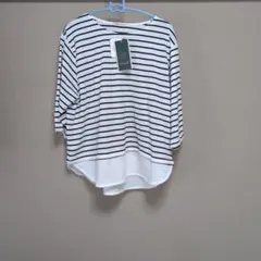 大きいサイズ　裾切り替えトップス　Tシャツ　 4L 　ボーダー