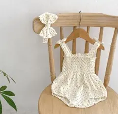 ベビー ロンパース 80 ヘアバンドセット