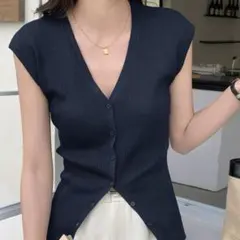 SHEIN トップス　ネイビーブルー　Mのサムネイル