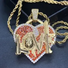 ネックレス ハート 銃 ガン LOVE ロープ チェーン シルバー ペンダント 