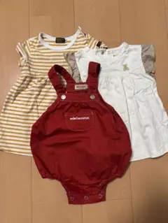【ミキハウス3点80cm】ワンピース＆オーバーオール女の子用ベビー