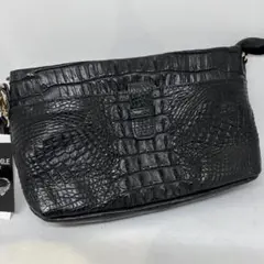 新品　クロコダイル全面ポケットと型押しレザーショルダーバッグ