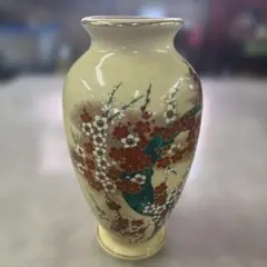 昭和レトロ 古美術 薩摩焼 武士 武者 花山水図 飾り壺 大壺 花瓶 花器