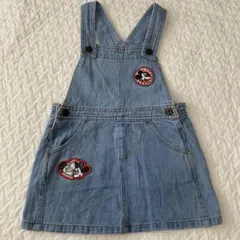 littミニーマウス刺繍デニムジャンバースカート 100cm