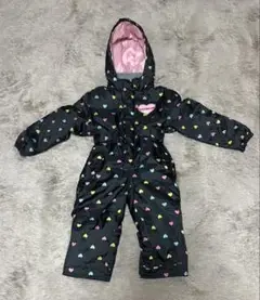 子ども用 フード付きつなぎ 黒色 ハート模様⭐︎サイズ９０