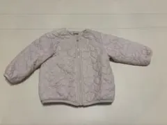 petit main ノーカラージャケット　ハート柄キルティングアウター 90㎝