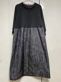 2102 着物リメイク　大島紬　ワンピース　Ｍ〜L