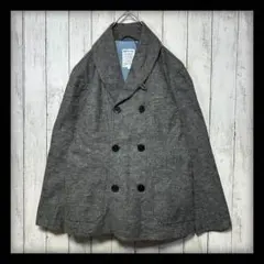 【未使用極美品☆ピーコート☆薄手☆ウール】ショールカラー☆グレー　L