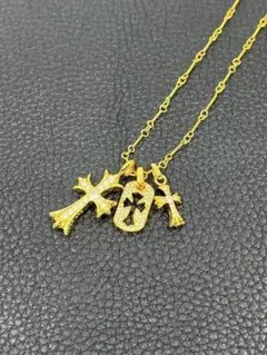 RU様専用 トリプル クロス ネックレス ツイストチェーン ゴールド