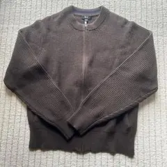 クルーネックフルジップカーディガンユニクロC ブラウン Sサイズ
