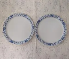 【昭和レトロ】HOYA CHINA ブルーフラワー 大皿　2枚セット