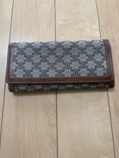 CELINE セリーヌ 二つ折り財布 パリマカダム トリオンフ デニム レザー