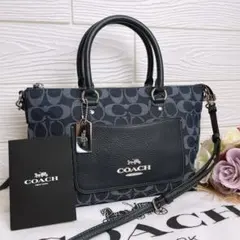 未使用☆COACHコーチ ショルダーバッグ デニムカラー シグネチャーキャンバス