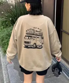 完売　CIAOPANIC TYPY DODクルマノタビット　スウェット　ベージュ