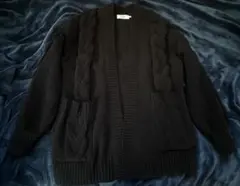 AZUL シェニールケーブルニットロングカーディガンブラック