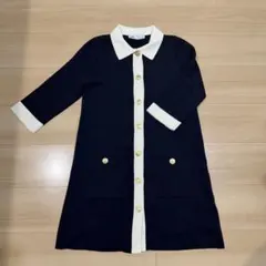 ZARA ニットワンピース ネイビー アイボリー