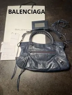 BALENCIAGA ダークブルー レザー　美品ザファースト