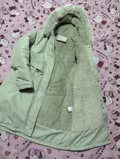 薄いグリーン ファー付きモッズコート