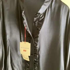 INES DE LA FRESSANGE 3XL ネイビーシャツ シルク