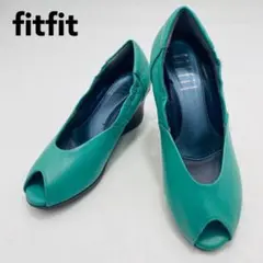 fitfit　パンプス　ウェッジソール　オープントゥ　コンフォート　22.5　緑のサムネイル