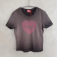 DIESEL ハートプリント Tシャツ Sサイズ グレー/ブラック　バイオレット
