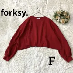forksy ボリューム袖レッド クロップド レッド