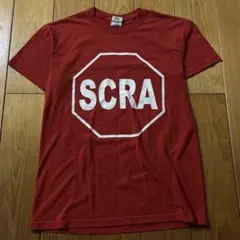 SCRAロゴ 道路標識 デザイン 赤 Tシャツ カットソー