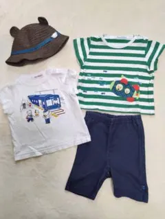 ファミリア　Tシャツ＆パンツ＆くま耳帽子セット　サイズ80