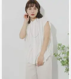 【極美品】 SENSE OF PLACE ピンタックフレンチスリーブトップ