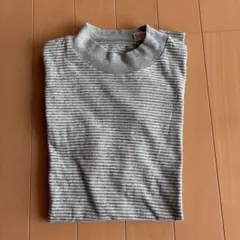 Y&C モックネック 半袖 Tシャツ ボーダー グレーのサムネイル