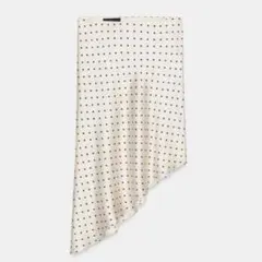 完売品 zara ドットプリント柄アシンメトリーサテンスカート XS 新品 ザラ