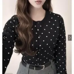 タグ付き GRL ドット柄ニットカーディガン