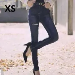 GRL グレイル ダメージスキニーデニム インディゴ XS