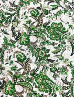 洋服高級生地　ペイズリー柄　グリーン　幅117cm 綿100%