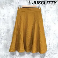 【JUSGLITTY】ロングフレアスカート 黄色系 SM相当 裏地 きれいめ清楚