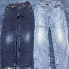 デニム長ズボンセット（ダークブルー・ライトブルー）