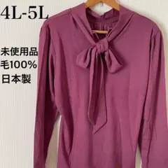 【4L-5L】 レディース ニット カットソー 日本製 長袖 大きめ 後ろリボン