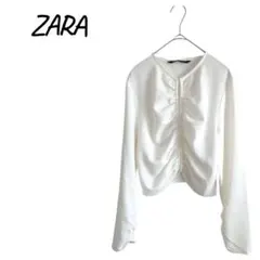ZARA ザラ 【S】フロントギャザー カーディガン 大人カジュアル 春秋 軽量