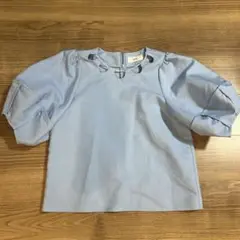 roughlow 水色 パフスリーブ シャツ