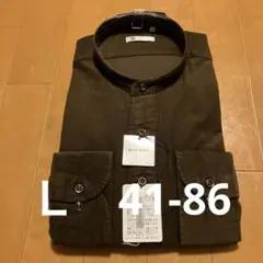 新品【スーツセレクト】【コーデュロイ】バンドカラードレスシャツＬ(41-86)