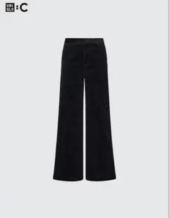 新品未使用ユニクロシーUNIQLO:Cコーデュロイワイドパンツw70ブラック