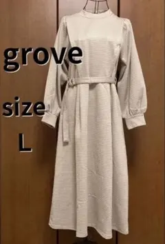 ✨grove✨千鳥格子　ワンピース　長袖　Ｌサイズ