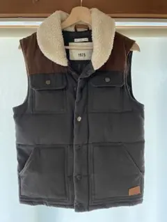 希少！ZARA ダウンベスト グリーン/スエードブラウン　Sサイズ