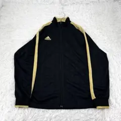 adidas トラックジャケット ジャージ ロゴ刺繍 黒　XL