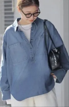 美品　ジャーナルスタンダードレリューム　デニムプルオーバーシャツ　ダンガリー JOURNAL STANDARD relume ブラウス シャツ 「WEB限定再入荷