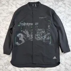 【テック系古着】adidas アディダス ノーカラー シャツ サイバープリントのサムネイル