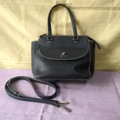 美品！【agne's b】アニエスべーブラックレザーショルダーバッグ 2way