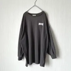1614 イング 長袖ビッグTシャツ バックロゴ グレー 刺繍 チュニック M