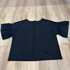 ユニクロ　フリルブラウスT 黒　S